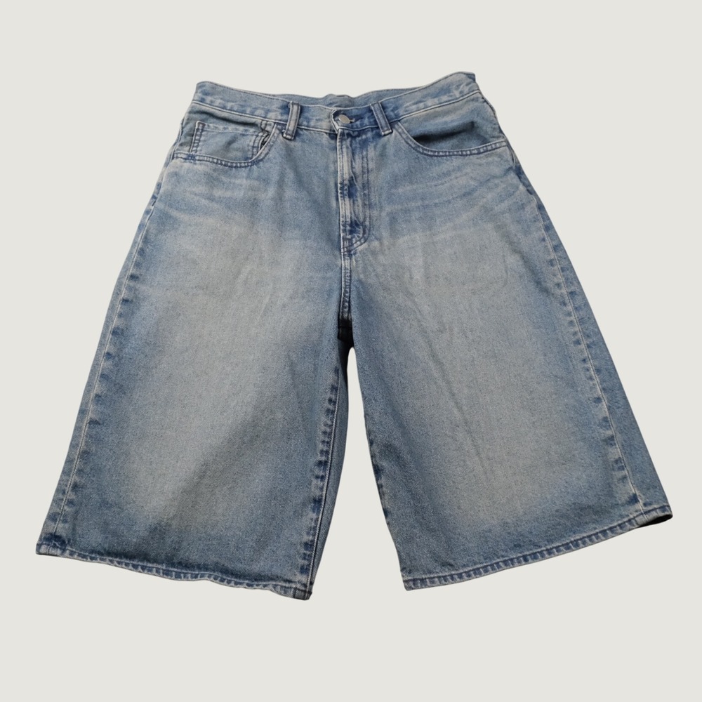 GU Denim Shorts Wide Leg Jorts S Blue Light Wash Cotton 321-359238 Streetwear